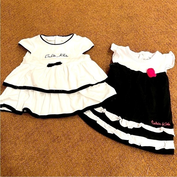 Calvin Klein Little Girls Bundle of 2 Dresses Ruffle Size 24M - Picture 1 of 7